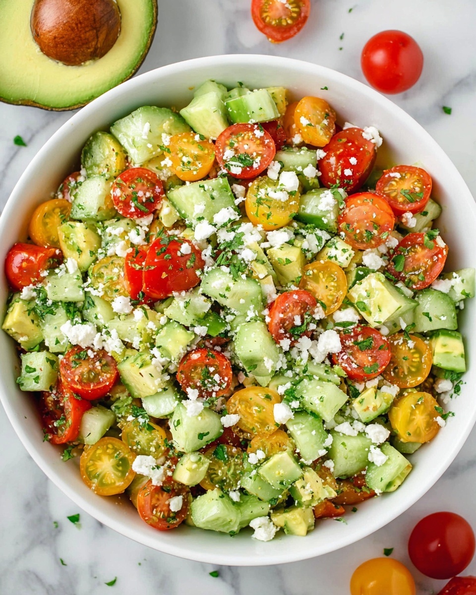 Cucumber Tomato Avocado Salad - Serving Suggestion