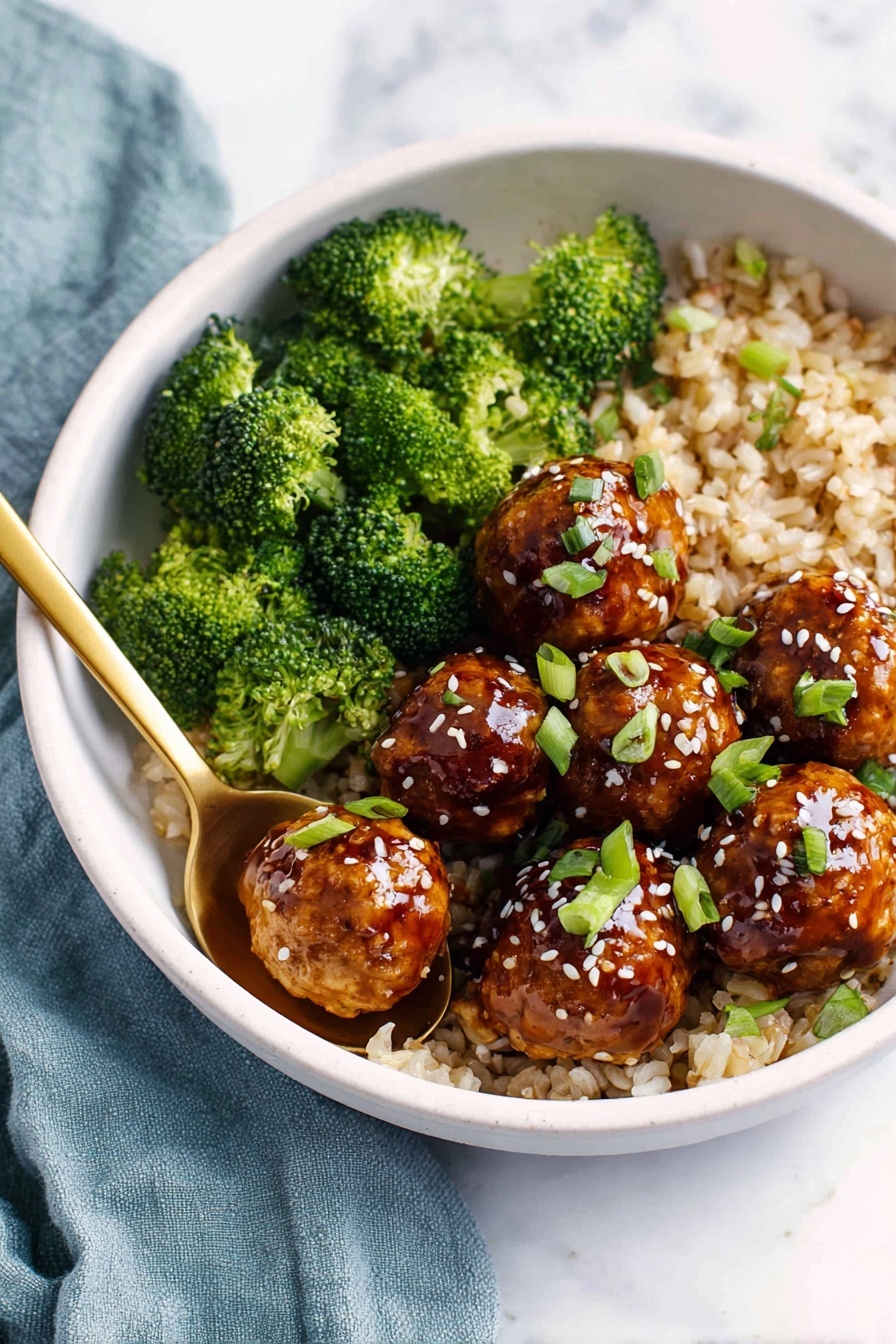 Asian Glazed Turkey Meatballs - Serving Suggestion
