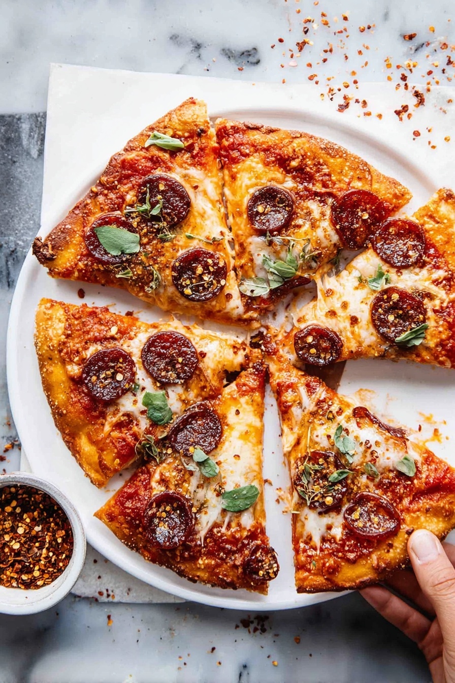 crispy tomato herb pizza - Serving Suggestion