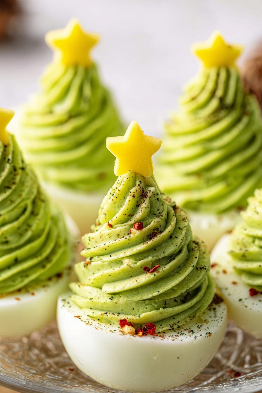 Christmas Tree Deviled Eggs - Serving Suggestion
