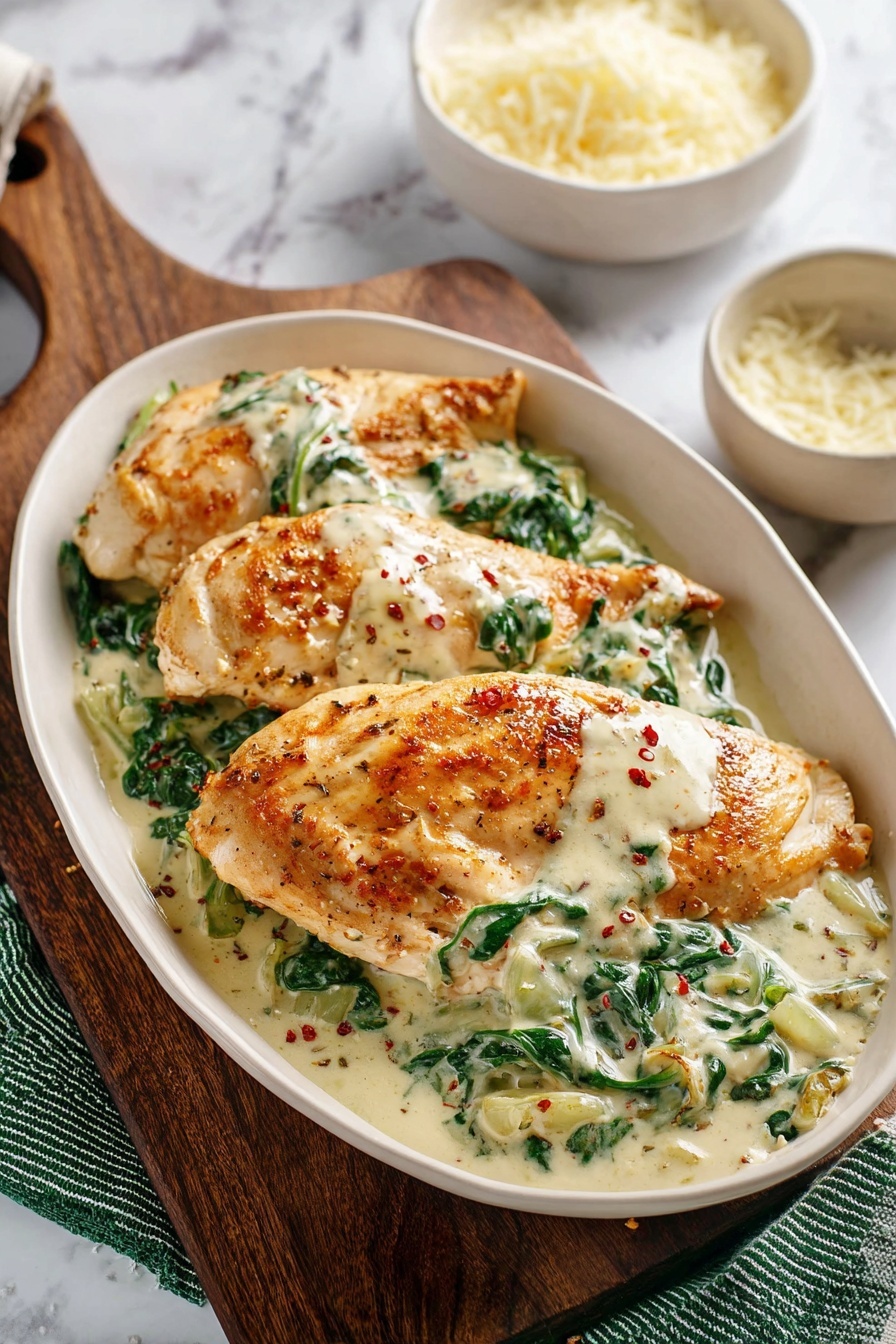 Creamy Spinach Artichoke Chicken - Serving Suggestion