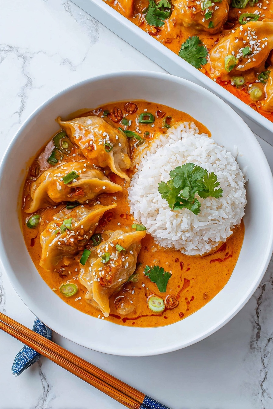 Red Curry Dumplings - Serving Suggestion