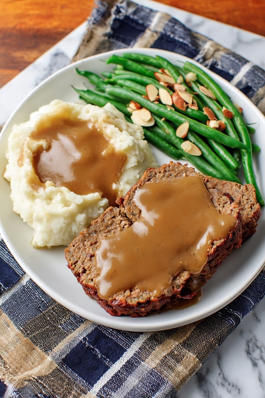 meatloaf with mushroom gravy - Serving Suggestion