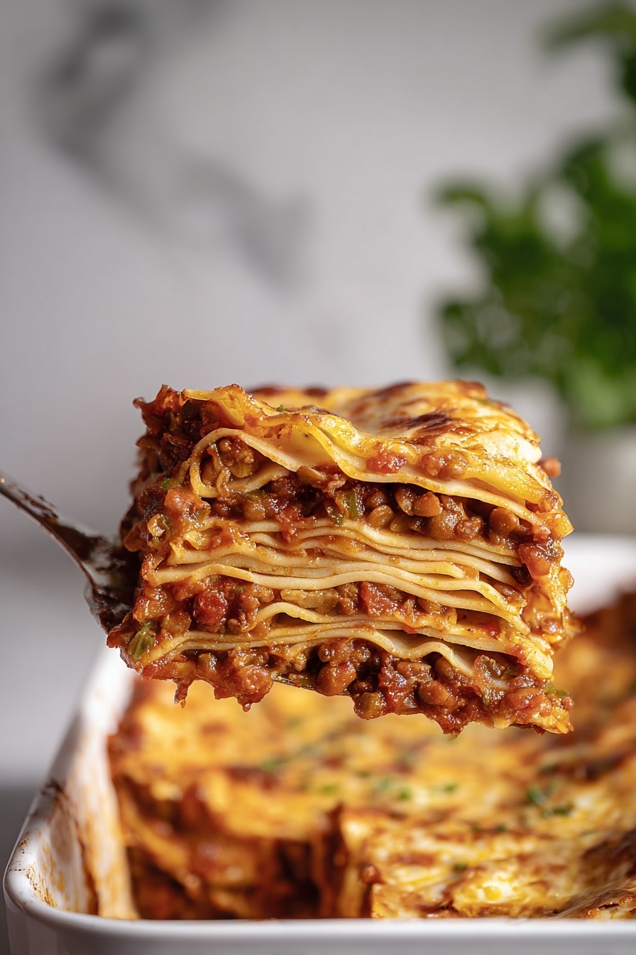 mushroom lentil lasagne - Serving Suggestion