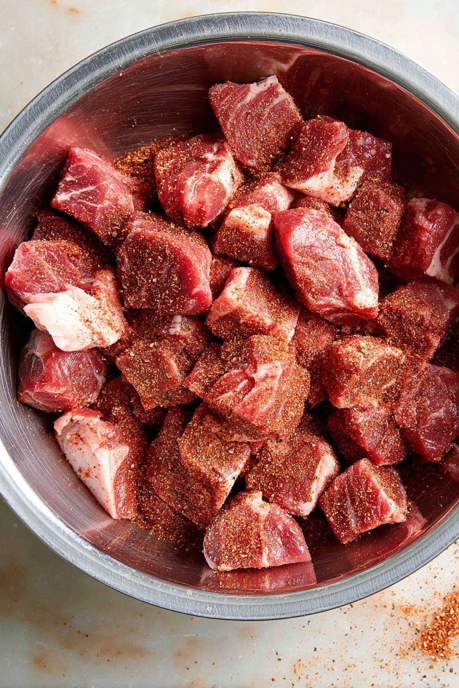The image shows a white plate with three main parts: on the right side, there is a large mound of creamy white mashed potatoes sprinkled with small green herb pieces and black pepper; in the middle, there are dark brown grilled meat pieces with a slightly crispy texture and some green herbs scattered on top; on the left side, several bright green broccolini stalks are laid with visible stems and florets. The plate is on a white marbled surface with small green herb pieces spread around. To the upper left, there is a clear glass bowl filled with more mashed potatoes and a kitchen spoon inside. A knife and two-pronged fork with wooden handles lie on the table next to the plate. The overall colors are white, green, and brown, creating a fresh and wholesome look. Photo taken with an iphone --ar 2:3 --v 7