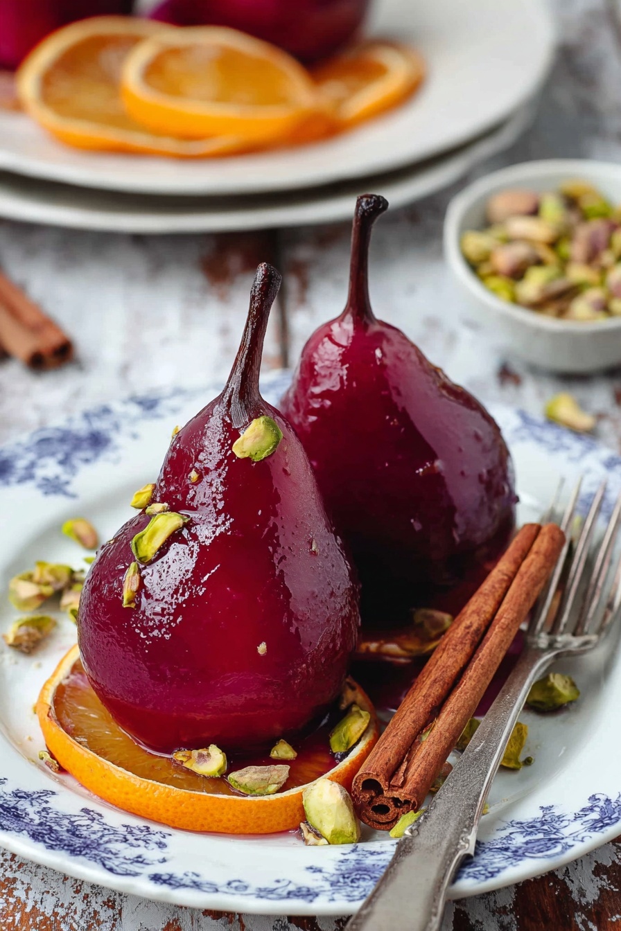 A shiny metal pot sits on a white marbled surface, filled with a dark purple liquid that almost looks black. Floating in the liquid are five smooth, light cream and pale pink pear halves, arranged in a circular pattern, with some dark chunks submerged in the liquid around them. The pears have a soft matte texture contrasting the shiny, glossy liquid. The pot handle points toward the top right corner of the image. photo taken with an iphone --ar 2:3 --v 7