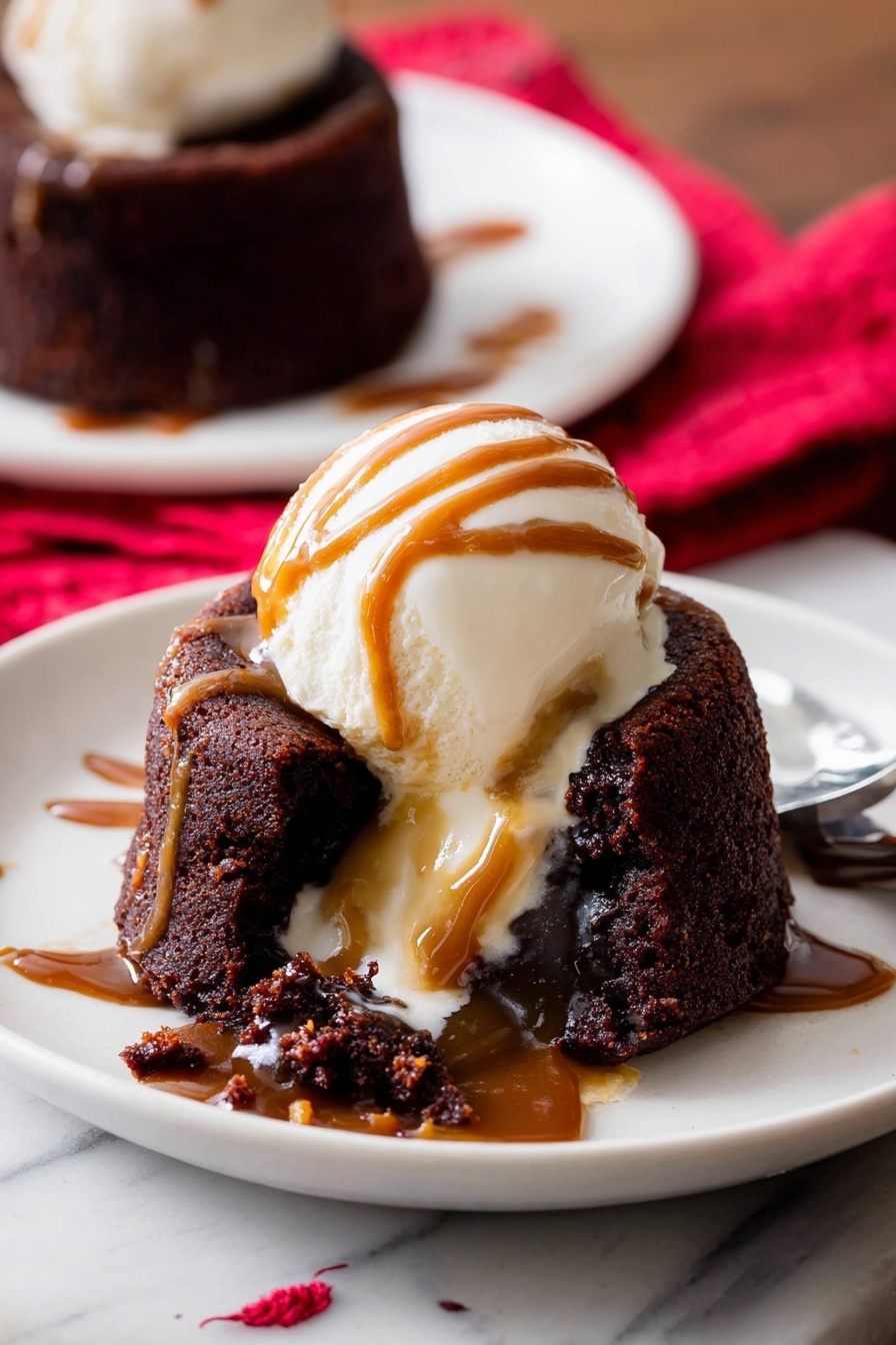 A clear glass bowl holds a thick, smooth layer of dark brown chocolate sauce with a glossy shine, filling most of the bowl. A wooden spoon rests inside the bowl, coated on one side with the rich chocolate, showing its creamy texture. The bowl sits on a white marbled texture surface. Photo taken with an iphone --ar 2:3 --v 7