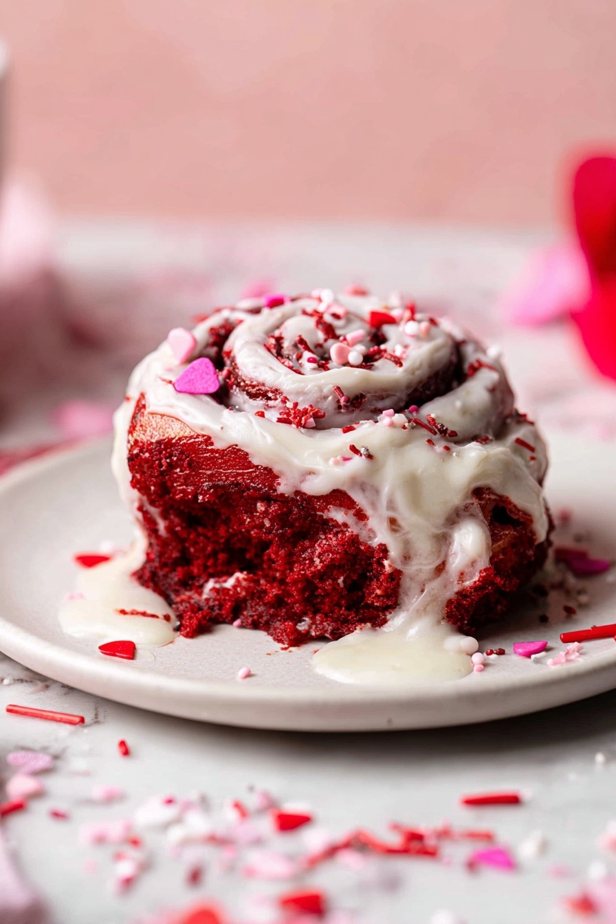A bright red dough ball resting on a wooden surface is being rolled out with a light brown wooden rolling pin lying diagonally across it. The dough has a slightly rough texture with uneven edges and is dusted lightly with white flour specks, some scattered on the surrounding surface. The wooden surface shows natural darker and lighter brown tones with scattered white flour, creating a homey and rustic feel. photo taken with an iphone --ar 2:3 --v 7