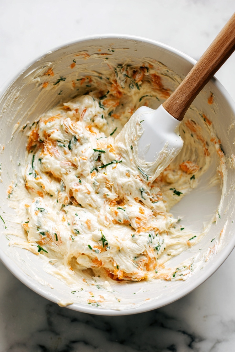 The image shows two stacked stuffed mushrooms on a white marbled surface. The bottom layer is a whole brown mushroom cap with a soft, wrinkled texture and some small green herb pieces around it. The middle layer is a thick, rounded stuffing, beige with bits of yellow corn, green herbs, and white beans scattered on top. The top layer is another mushroom cap facing up, filled with creamy stuffing with white beans, yellow corn, and bits of green herb, showing a soft crumbly texture. Small herb pieces and yellow crumbs are scattered around, and the background is softly blurred with warm tones. The scene is lit with soft natural light. photo taken with an iphone --ar 2:3 --v 7