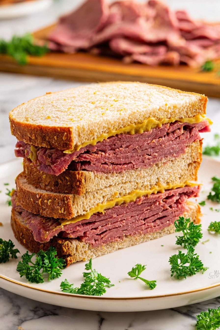 A black slow cooker holds a large piece of raw red meat with some white fat on top. On the meat are six spices arranged in neat horizontal rows: salt is bright white, black pepper is dark black, red chili flakes are dark red with hints of orange, dried green herbs are dark green, brown cumin powder is light brown, and yellow garlic powder is pale yellow. The slow cooker sits on a white marbled surface. photo taken with an iphone --ar 2:3 --v 7