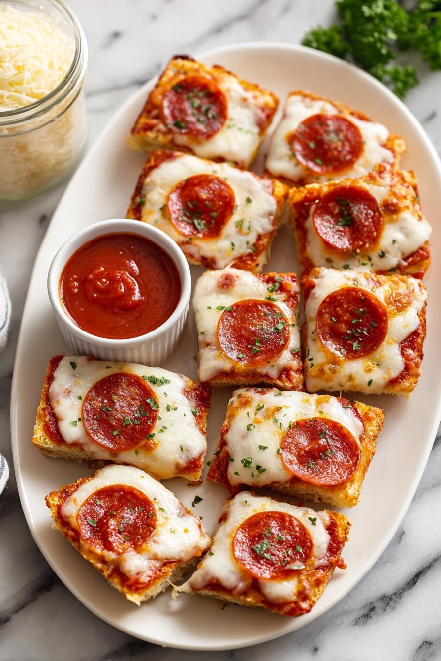 The image shows two metal trays with pieces of bread on a white marbled surface. On the left tray, there are four long slices of bread spread with a yellow layer of oil or butter and sprinkled with a white powdery topping, likely cheese, giving it a slightly textured look. On the right tray, the same bread slices are covered with a smooth red tomato sauce layer, evenly spread across each piece, with some small herbs or spices visible in the sauce. The bread pieces are aligned neatly on both trays. photo taken with an iphone --ar 2:3 --v 7