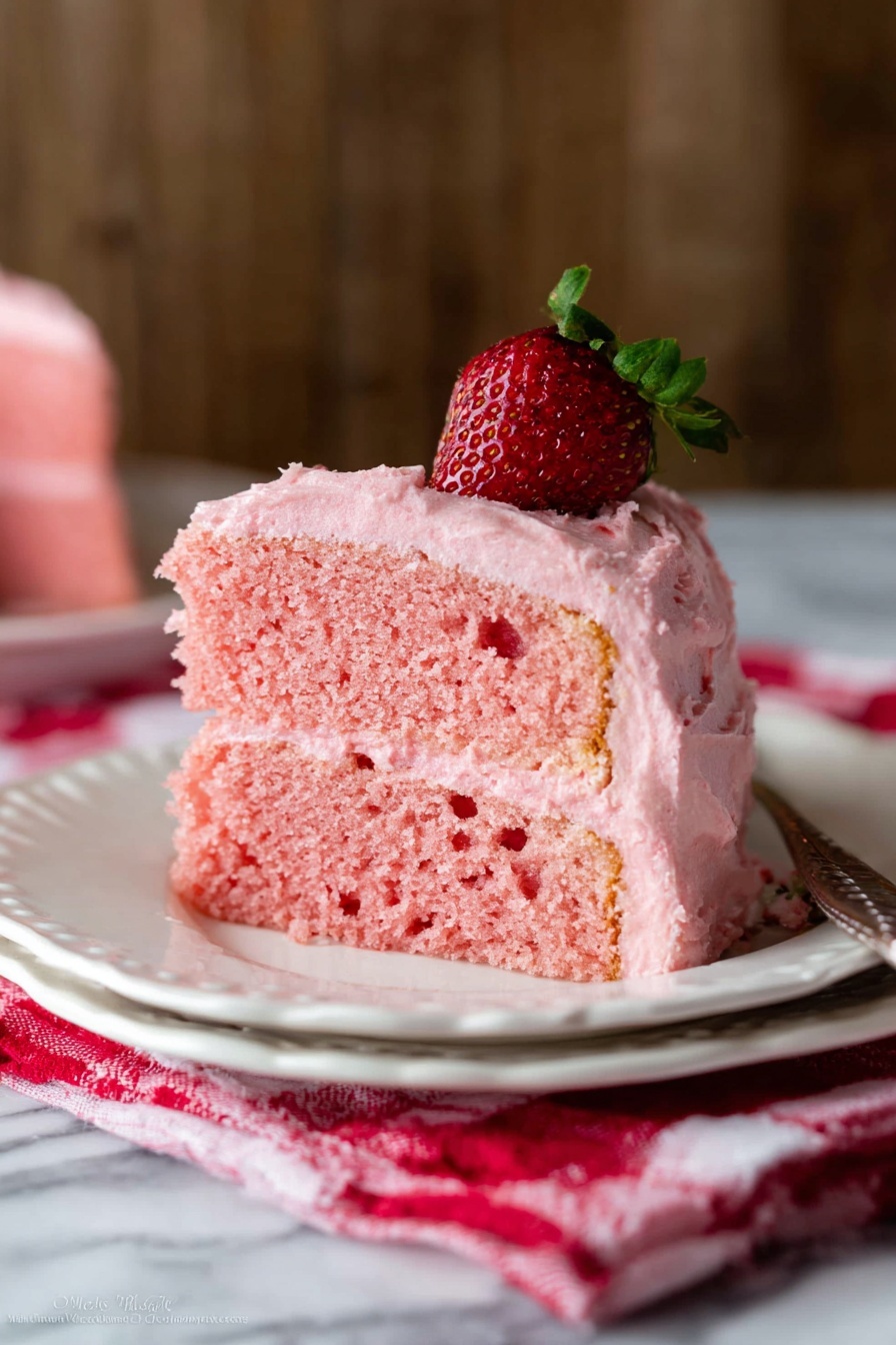 A large clear glass mixing bowl filled with a smooth, thick, light pink batter with small specks, swirled gently with a wooden spatula that has a pink tip covered in batter, sitting on a white marbled surface. Above it, a smaller clear glass measuring cup holds thick, bright red mixture with a small wooden spatula inside, resting at an angle. Nearby, a set of metal measuring spoons with black handles lie on the surface along with a small white lid or dish. The overall scene is bright and clean, focused on the batter and mixing tools. photo taken with an iphone --ar 2:3 --v 7