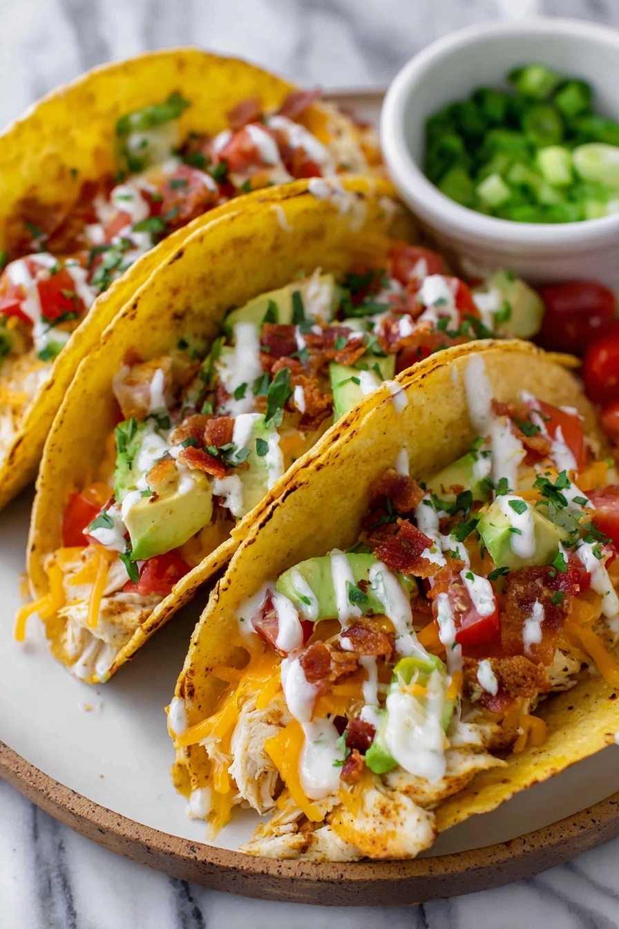 A clear glass bowl with six layers of ingredients set on a white marbled surface, showing shredded pale chicken on the left, bright orange shredded cheddar cheese on the top right, a small mound of white flour with red specks in the center, a pile of chopped cooked bacon with reddish-brown bits to the right of the flour, chopped green onions scattered over the flour and bacon, and dollops of creamy white sour cream at the bottom right, all arranged without mixing, photo taken with an iphone --ar 2:3 --v 7
