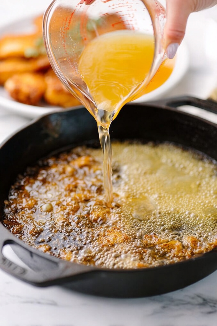 Two pieces of golden brown chicken thighs with a slightly crispy texture sit on a black and white checkered plate over a white marbled surface. The chicken is covered with light brown gravy speckled with small bits of garlic and herbs, with some gravy pooling on the plate. To the left, part of a white bowl filled with mixed rice in shades of beige and light brown is visible, some grains spilled slightly onto the plate. Fresh green herbs are sprinkled on top of the chicken, adding a touch of color. Photo taken with an iphone --ar 2:3 --v 7